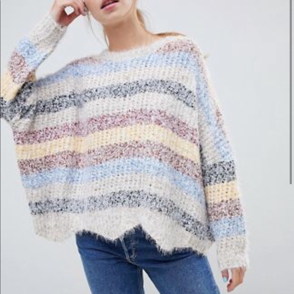 ASOS wildflower striped eyelash sweater
